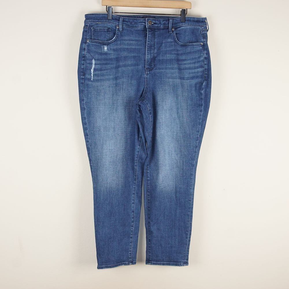 NYDJ Margot Girlfriend Slouchy Medium Blue Heron Wash Jeans Womens Sz 14W